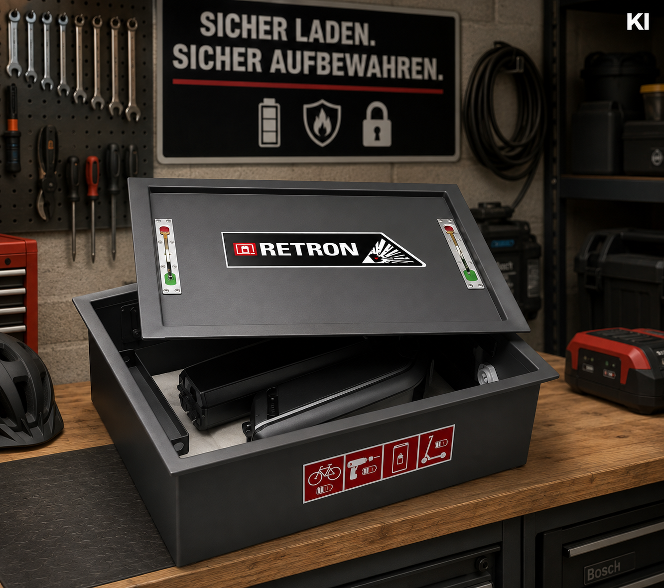 RETRON BOX – feuerfeste Akku-Schutzbox für E-Bike-Akkus