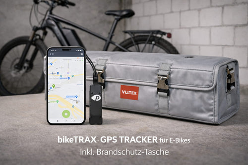 fahrrad-diebstahlschutz mit gps-tracking GPS Tracker + Brandschutztasche für E-Bikes – Bundle